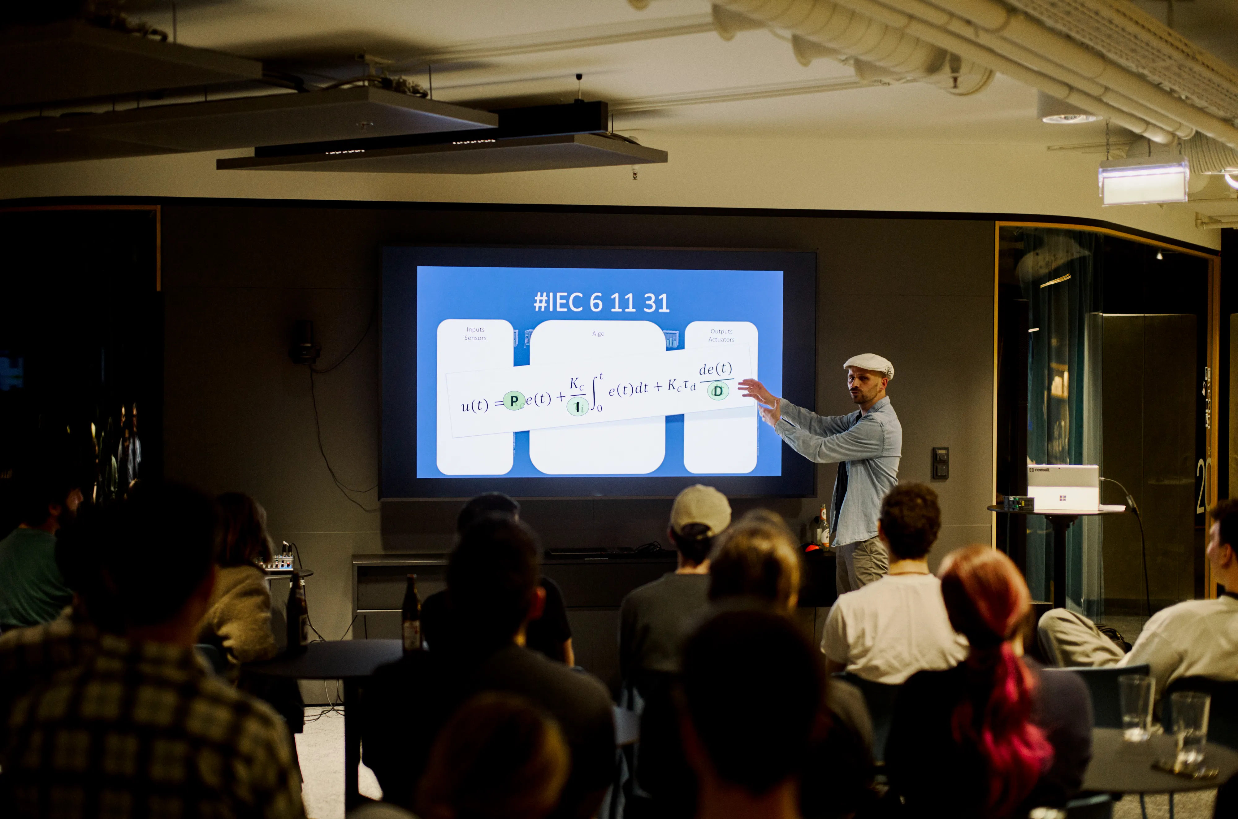 A slide with an electro-technical formula from Jean-Yves' Eiffel Tower elevator talk